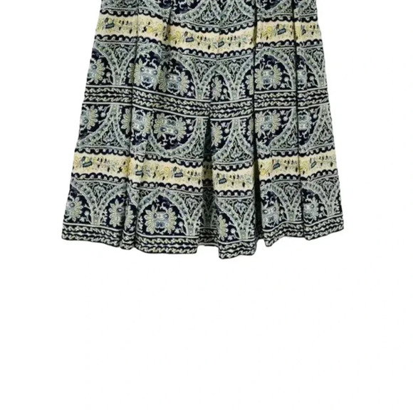 Loft Navy Light Blue Floral Linen Skirt 6P - Picture 2 of 2